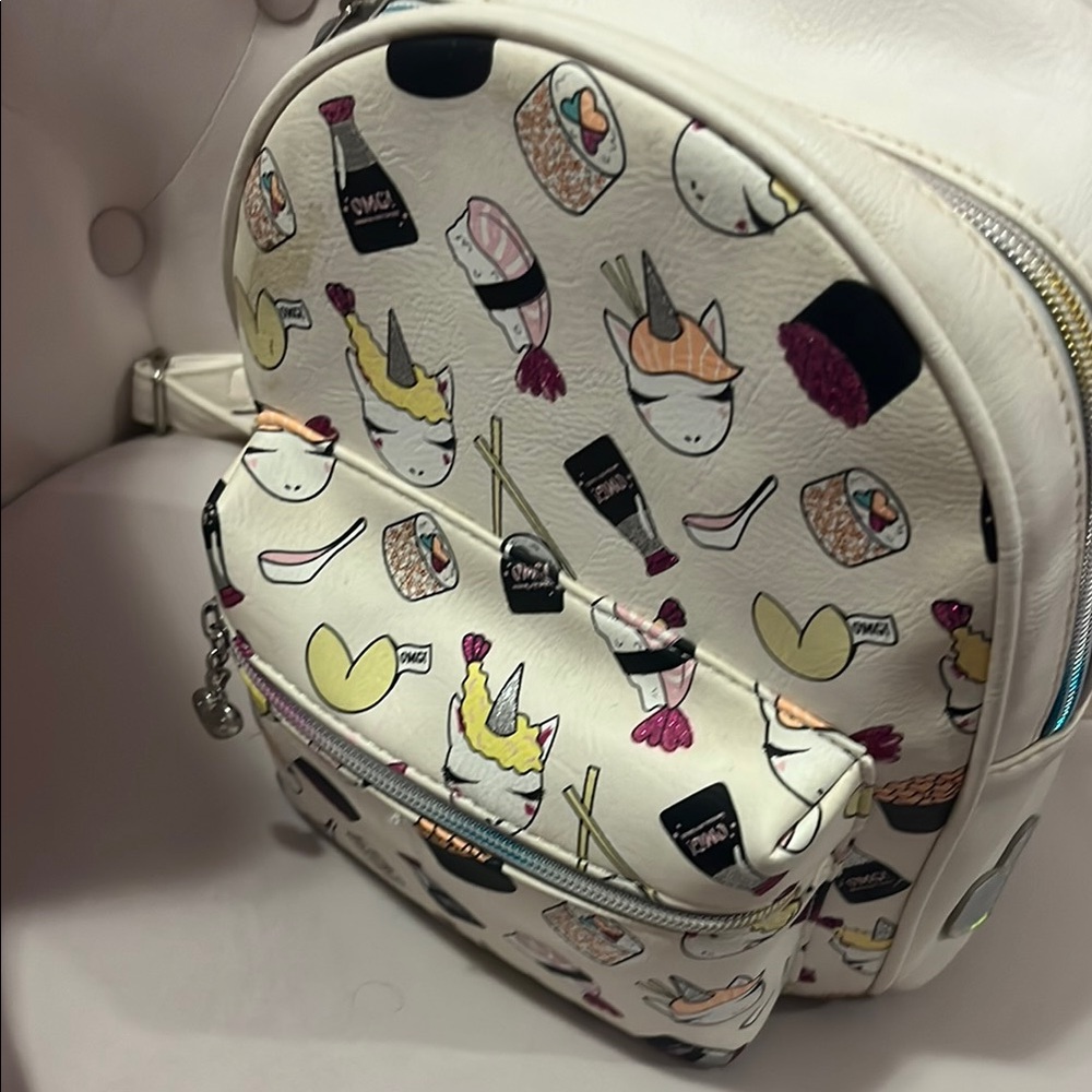White Sushi Print Backpack